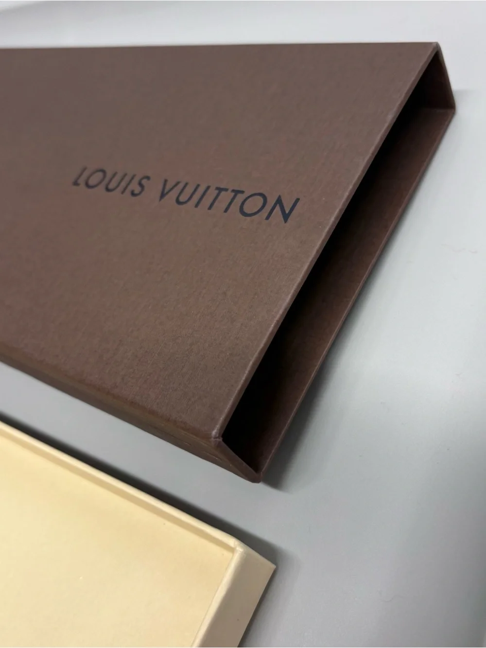 Pre 2016 Louis Vuitton Long Accessory Box in Brown and Cream